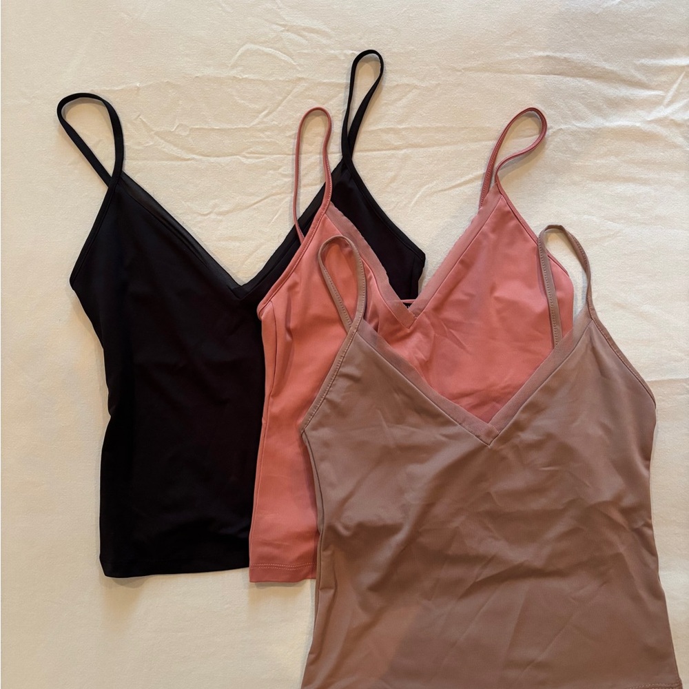 Zara Women's V-Neck Camisole Top - Black, Pink, Tan